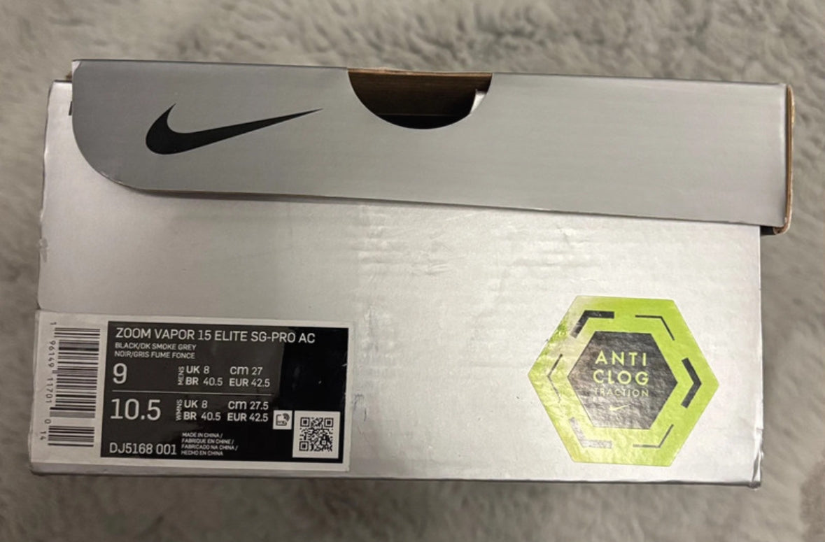 Nike Zoom Vapor 15 Elite SG-PRO AC Football Boots ⚫️⚫️